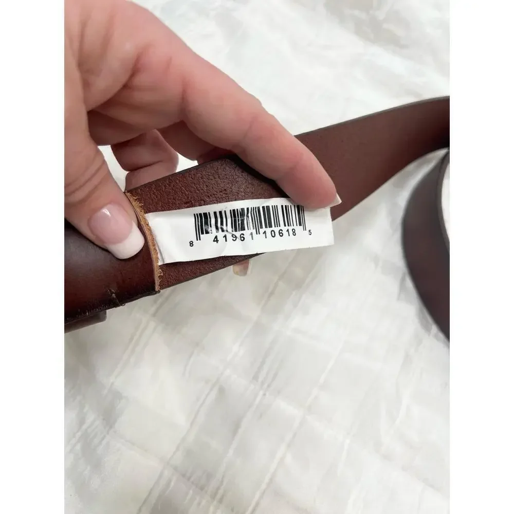 Florsheim Brown Genuine Leather Belt Metal Buckle Size 44 NEW